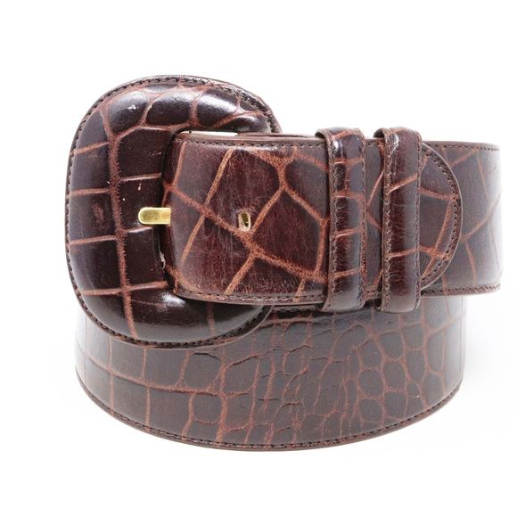Valerie Stevens Accessories - Valerie Stevens Brown Croc Embossed Belt